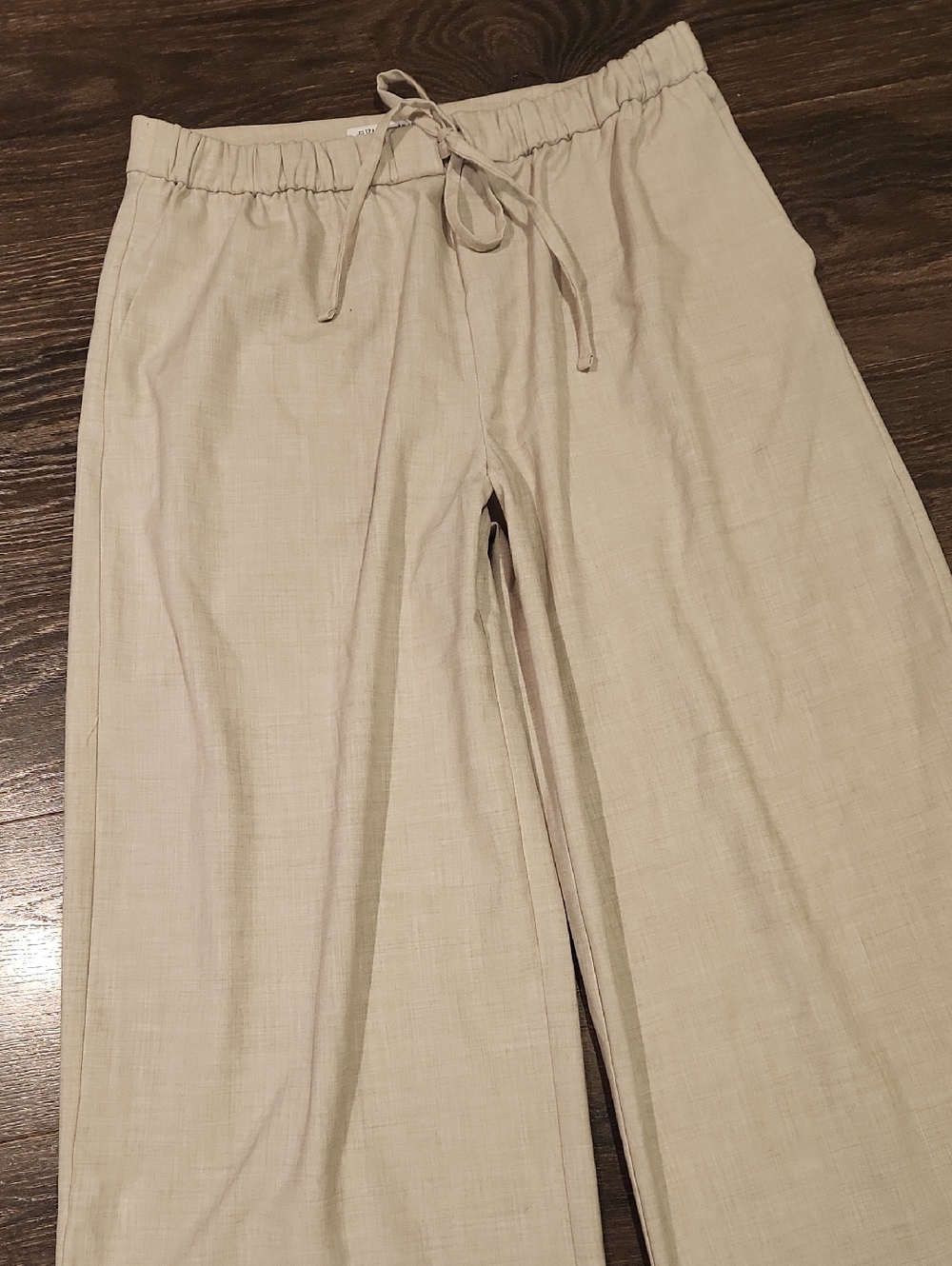 ❤ NWOT! ELIZABETH AND JAMES HIGH RISE WIDE LEG CROP PANTS, OATMEAL HEATHER, M - Picture 3 of 8
